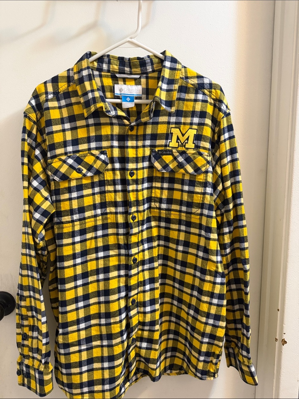 Columbia Yellow Navy Plaid Flannel Shirt